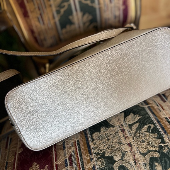 Calvin Klein Brooke leather satchel shoulder bag champagne color handbag - Picture 15 of 15